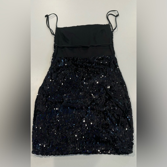 Black Sequin mini dress perfect New Years Dress made in Los Angeles - Picture 3 of 8